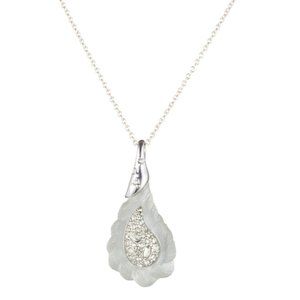 frosted Lucite Paisley Crystal Necklace